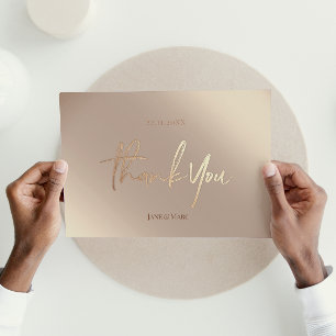 Bronze Wedding Thank You Cards Elegant Script
