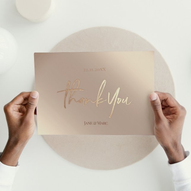 Bronze Wedding Thank You Cards Elegant Script (Creator Uploaded)