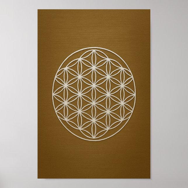 Bronze & White Flower of Life Poster (Front)
