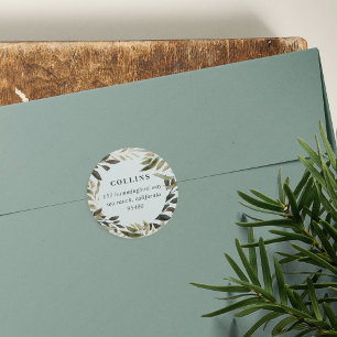 Bronzed Branches Return Address Classic Round Sticker