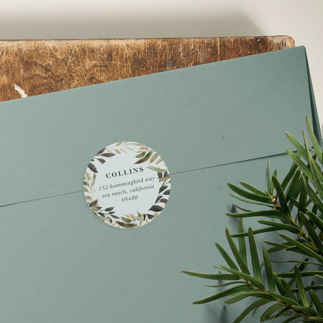 Bronzed Branches Return Address Classic Round Sticker (Creator Uploaded)