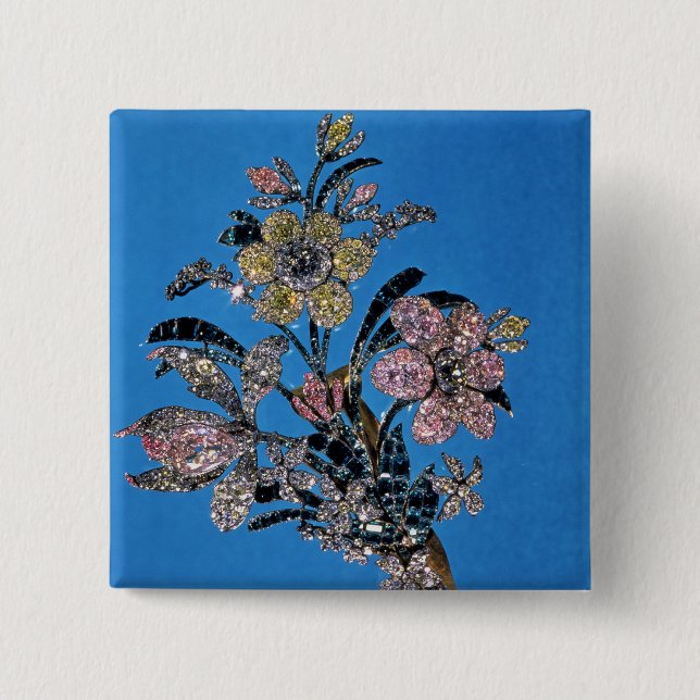 Brooch in form of large bouquet with brilliant 15 cm square badge (Front)