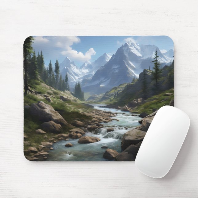 Brook in Mountains Mouse Pad (With Mouse)