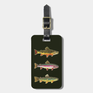 Brook Rainbow Brown Trout Fly Fishing Angler I.D. Luggage Tag