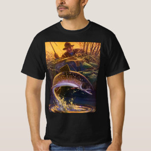 Brook Trout Fish Fisherman, Vintage Sports Fishing T-Shirt