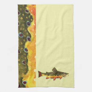 Brook Trout Fish Painting Tea Towel