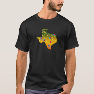 Brook Trout Fish Texas State Map Fly Fishing Gifts T-Shirt