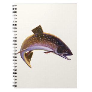 Brook Trout Fish, Vintage Sports Fishing Fisherman Notebook