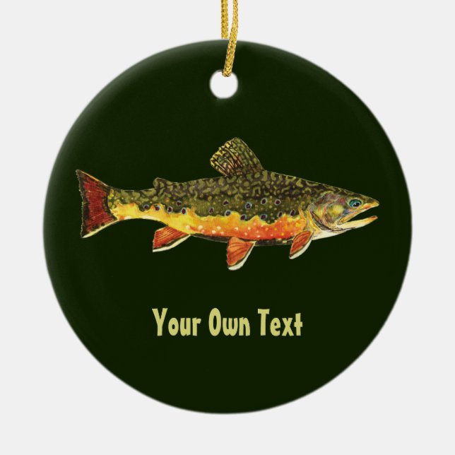 Brook Trout Fisherman's Ceramic Tree Decoration (Front)