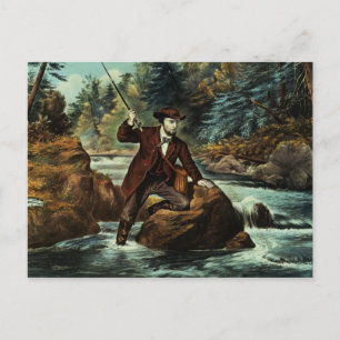Brook Trout Fishing - An Anxious Moment, 1862 Postcard