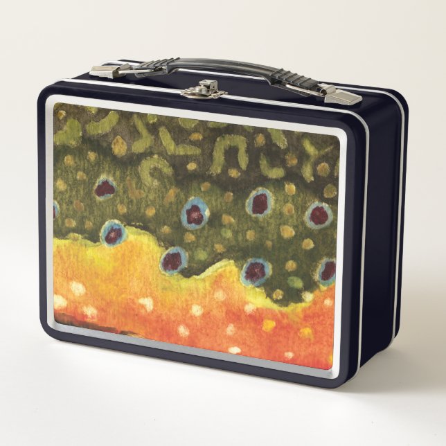 Brook Trout Fly Fishing Anglers Metal Lunch Box (Front)