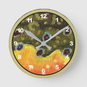 Brook Trout Fly Fishing Decor Round Clock