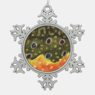 Brook Trout Fly Fishing Snowflake Pewter Christmas Ornament