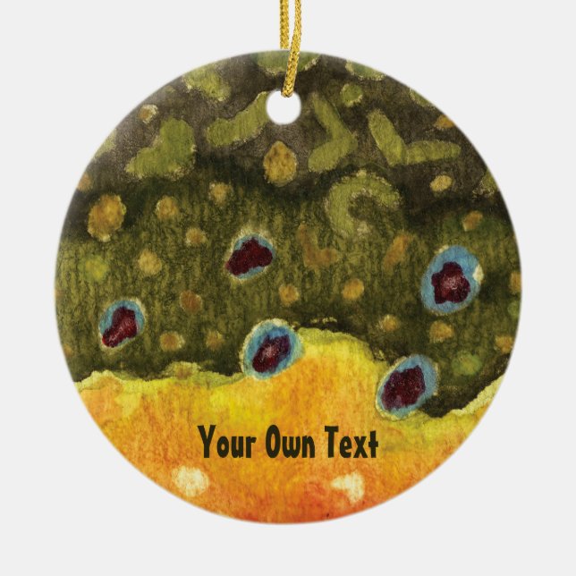 Brook Trout Skin Fly Fishing Ceramic Ornament (Front)