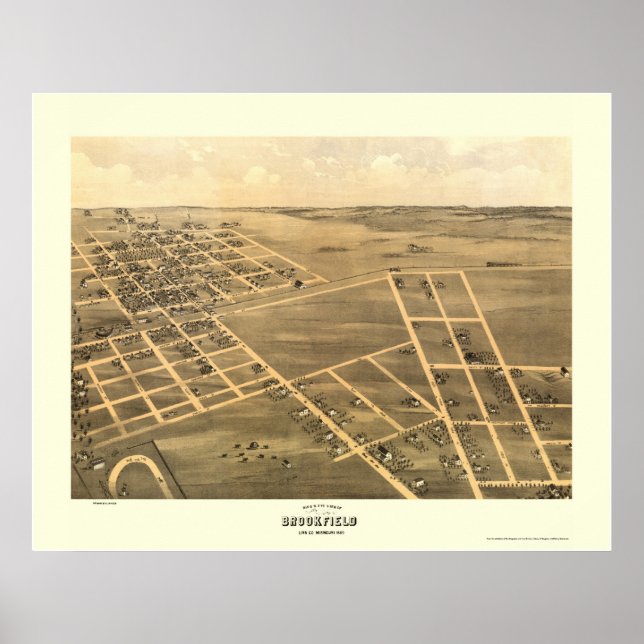 Brookfield, MO Panoramic Map - 1869 Poster (Front)