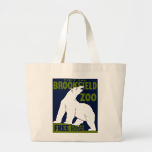 Brookfield Zoo, Federal Art Program Poster 1936 Large Tote Bag