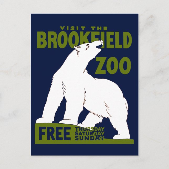 Brookfield Zoo, Federal Art Program Poster 1936 Postcard (Front)