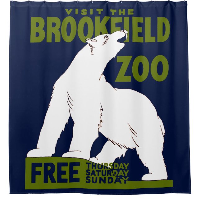 Brookfield Zoo, Federal Art Program Poster 1936 Shower Curtain (Front)