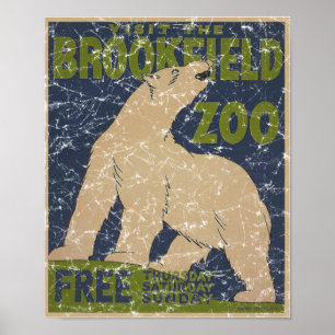 Brookfield Zoo-Polar Bear-distressed Poster