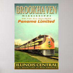 BROOKHAVEN Mississippi Illinois Central Railroad Poster