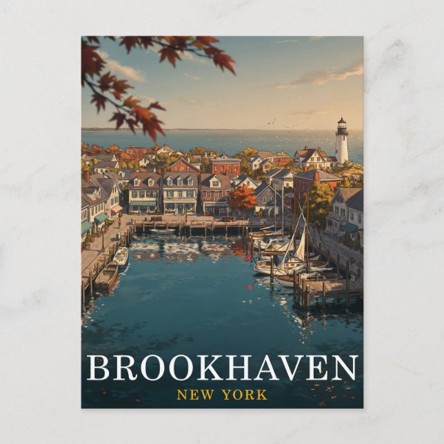 Brookhaven NY Harbour Travel Postcard (Front)