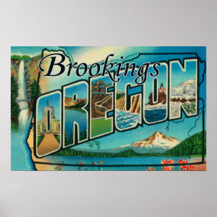 Brookings, Oregon - Large Letter Scenes Poster