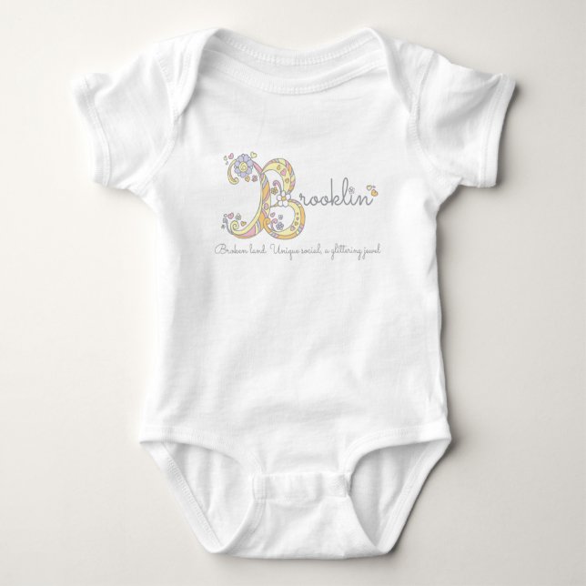 Brooklin girls name decorative custom meaning baby bodysuit (Front)