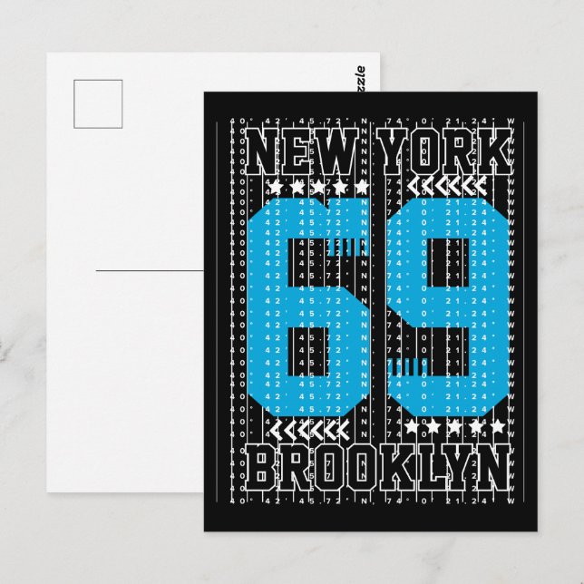 Brooklyn 69: Urban Edge & Numeric Style Postcard (Front/Back)