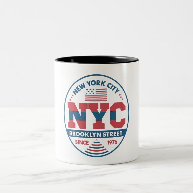 Brooklyn and New York city  Two-Tone Coffee Mug (Center)
