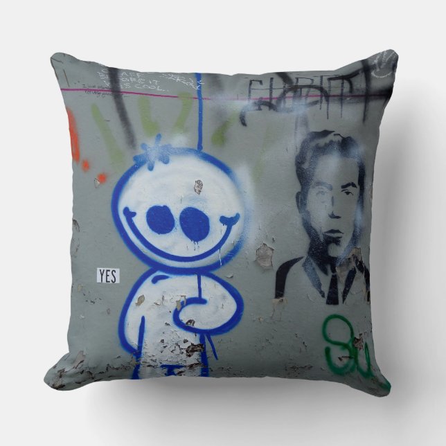 brooklyn art urban grafitti edgy graphic new york cushion (Front)