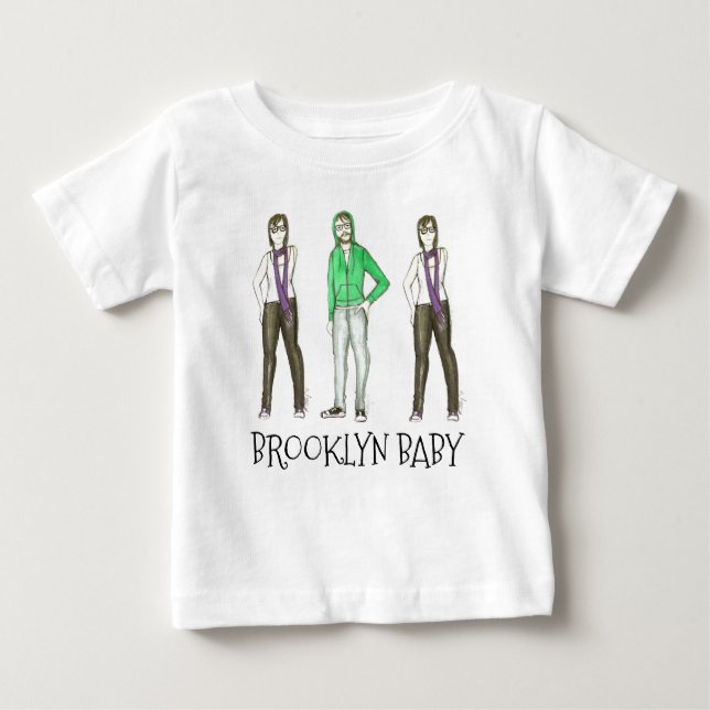 Brooklyn Baby NYC Williamsburg Hipster New York Baby T-Shirt (Front)