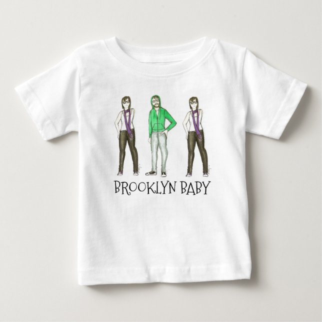 Brooklyn Baby NYC Williamsburg Hipster New York T-Shirt (Front)