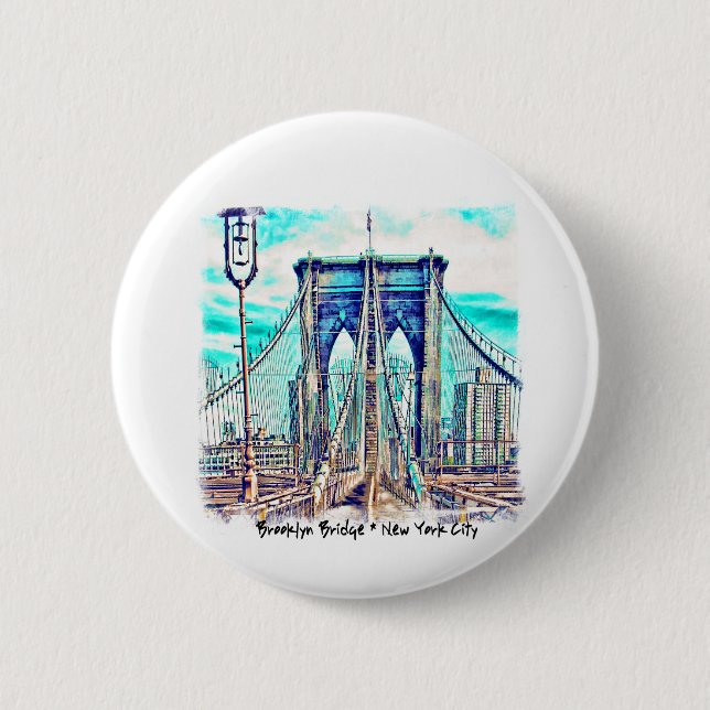 Brooklyn Bridge 6 Cm Round Badge (Front)