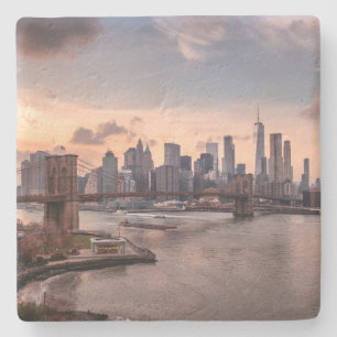 Brooklyn Bridge and Lower Manhattan Stone Coaster