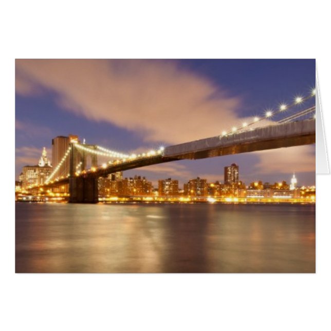 Brooklyn Bridge and Manhattan at Night. (Front Horizontal)