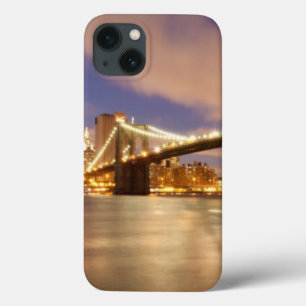 Brooklyn Bridge and Manhattan at Night. iPhone 13 Case