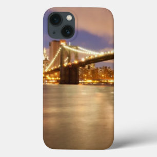 Brooklyn Bridge and Manhattan at Night. iPhone 13 Case