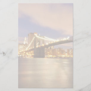 Brooklyn Bridge and Manhattan at Night. Stationery