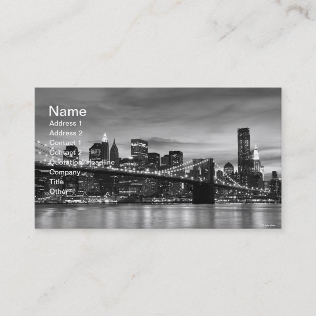 Brooklyn Bridge and Manhattan Skyline At Night Business Card (Front)