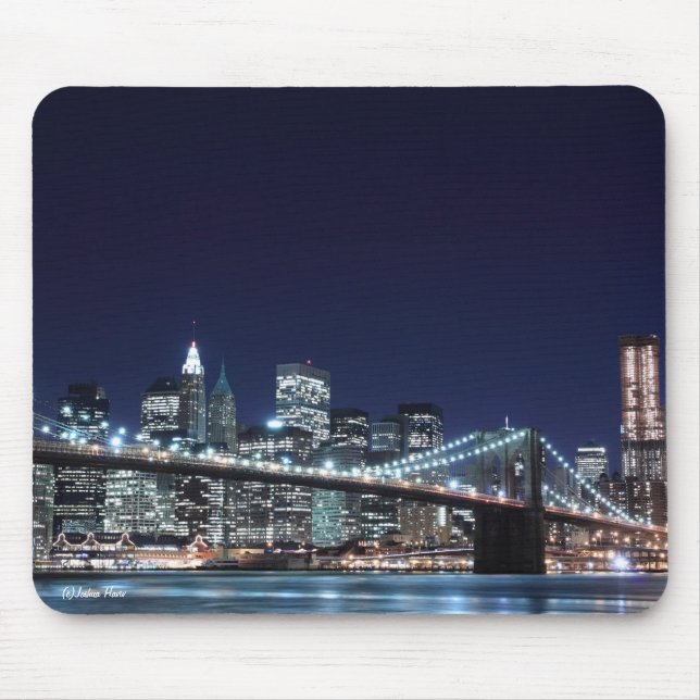 Brooklyn Bridge and Manhattan Skyline At Night Mouse Pad (Front)