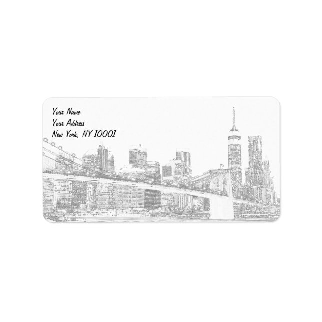Brooklyn Bridge and Manhattan Skyline At Night, Ne Label (Front)