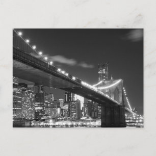 Brooklyn Bridge and Manhattan Skyline At Night Postcard