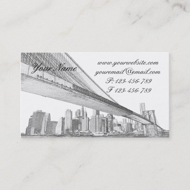 Brooklyn Bridge and Manhattan Skyline Business Card (Front)