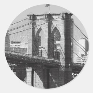 Brooklyn Bridge and Manhattan Skyline Classic Round Sticker