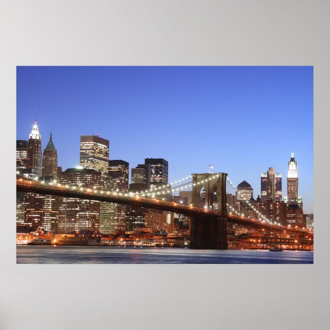 Brooklyn Bridge and Manhattan Skyline Poster (Front)