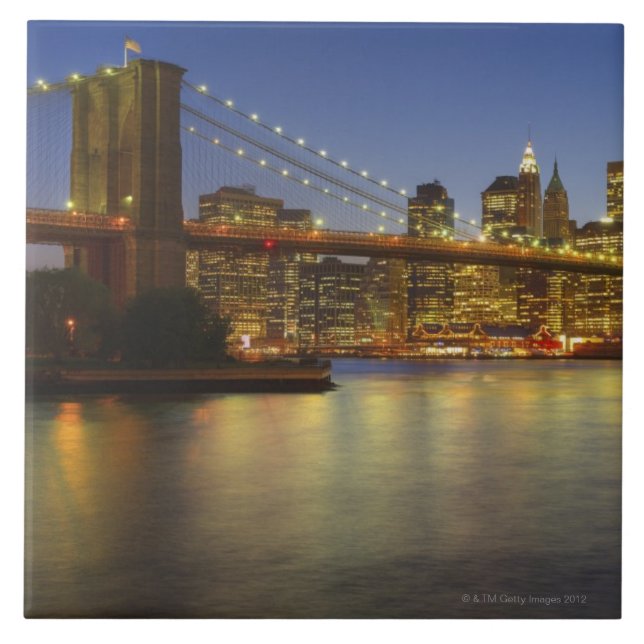 Brooklyn Bridge and New York City buildings Ceramic Tile (Front)