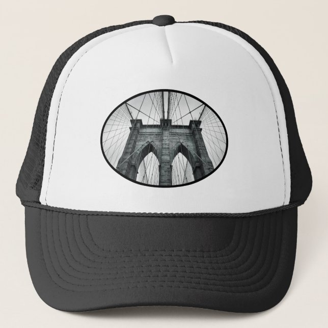 Brooklyn Bridge Architectural Closeup Trucker Hat (Front)
