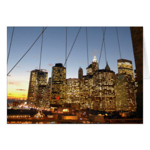 Brooklyn Bridge At Dusk With Manhattan Skyline