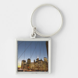 Brooklyn Bridge At Dusk With Manhattan Skyline Key Ring