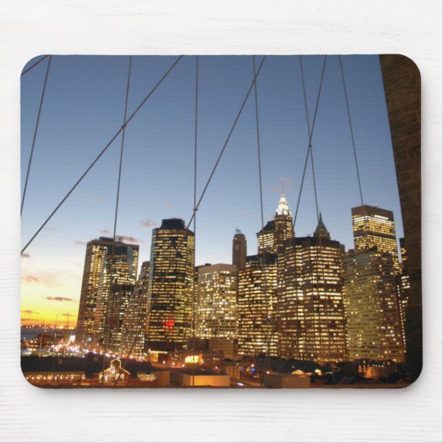Brooklyn Bridge At Dusk With Manhattan Skyline Mouse Pad (Front)